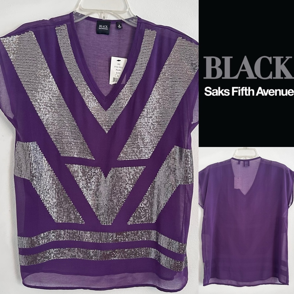 Saks 5th Ave Black Label Sequin Embellished Blouse